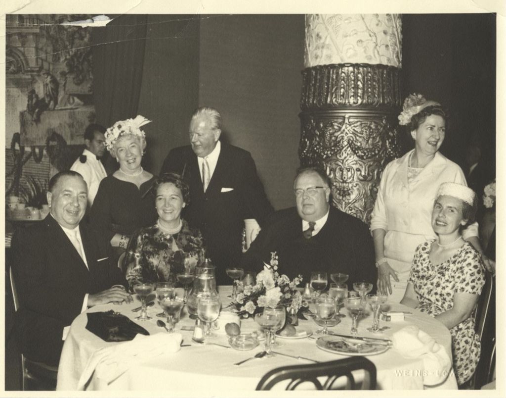 Miniature of Richard J. and Eleanor Daley with others at a dining event