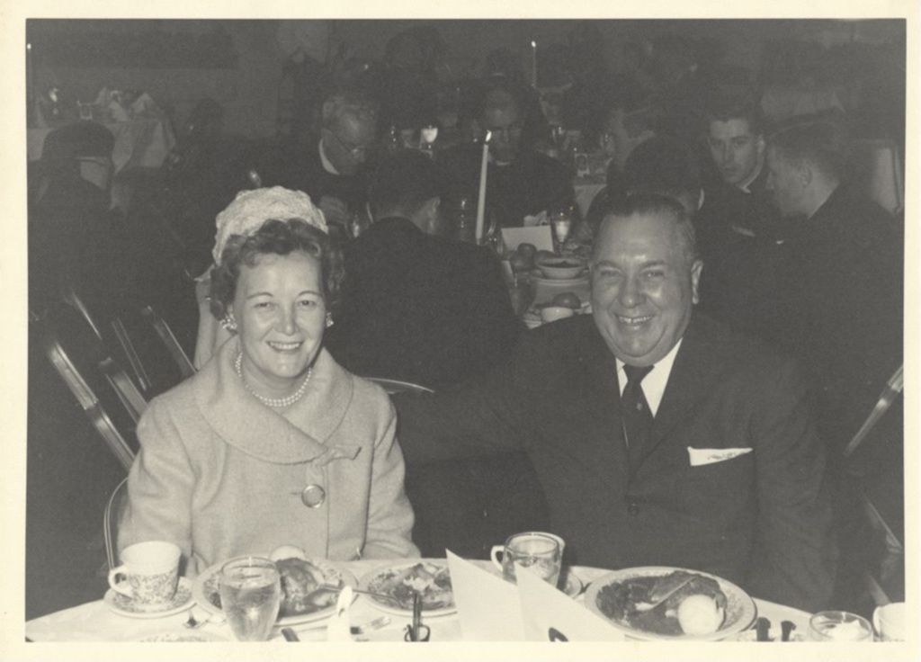 Richard J. Daley and Eleanor Daley at a reception at the Lake Shore Club