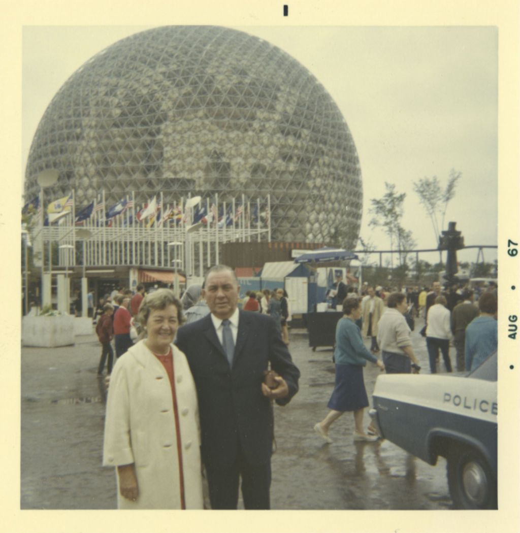 Richard J. Daley and Eleanor Daley outside the United States pavilion at Expo '67, Montreal