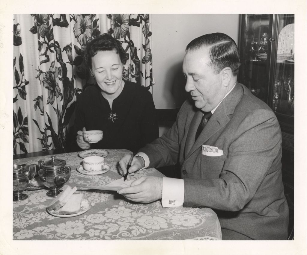 Miniature of Eleanor and Richard J. Daley at home