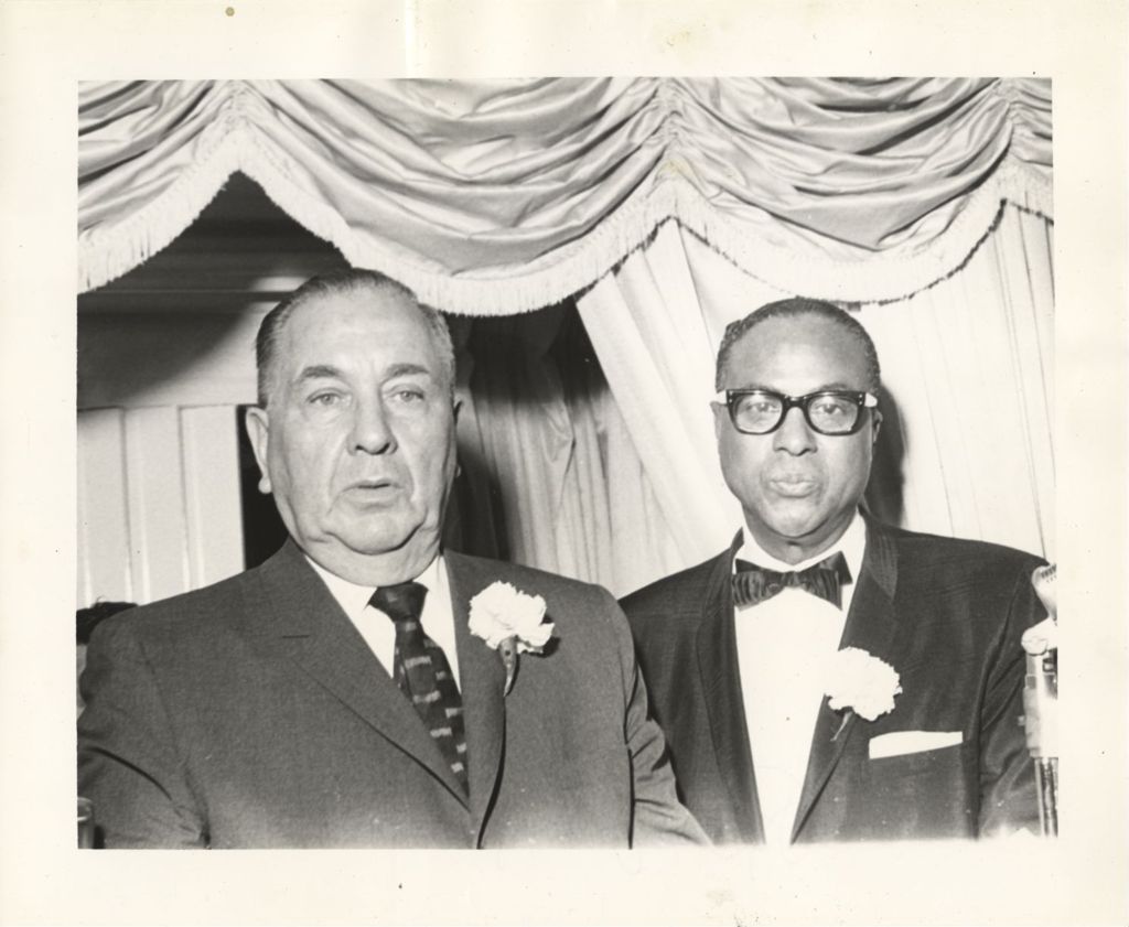 Miniature of Richard J. Daley with an African American man