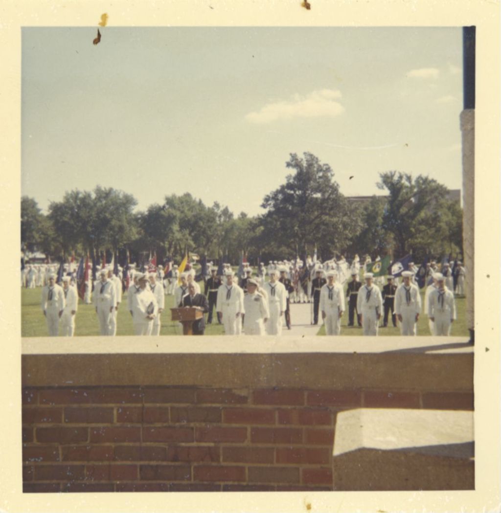 Richard J. Daley speaking at the United States Great Lakes Naval Training Station