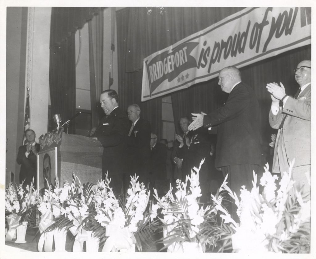 Richard J. Daley speaking at a Bridgeport rally