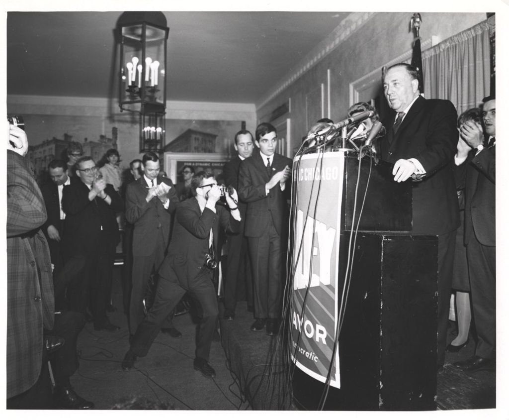 Richard J. Daley speaking at a campaign event
