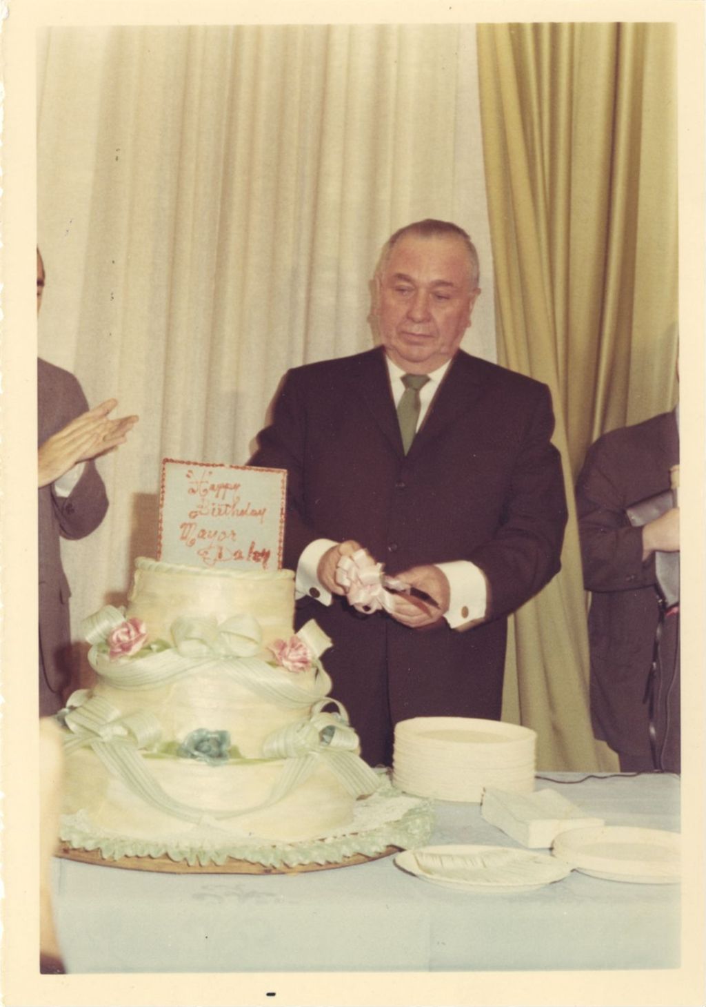 Richard J. Daley with his birthday cake