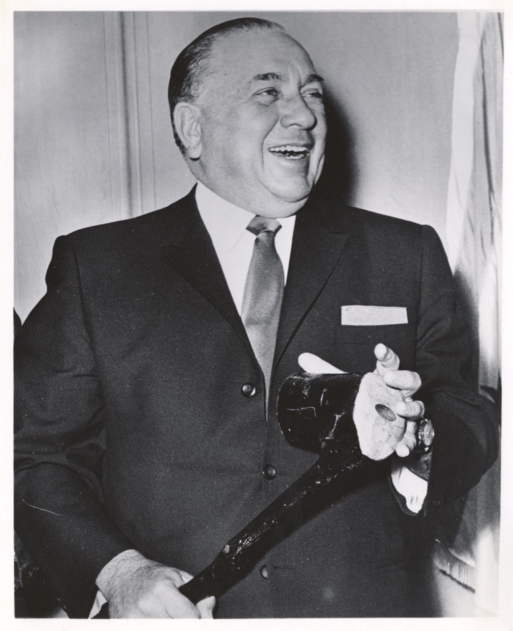 Miniature of Richard J. Daley with a shillelagh