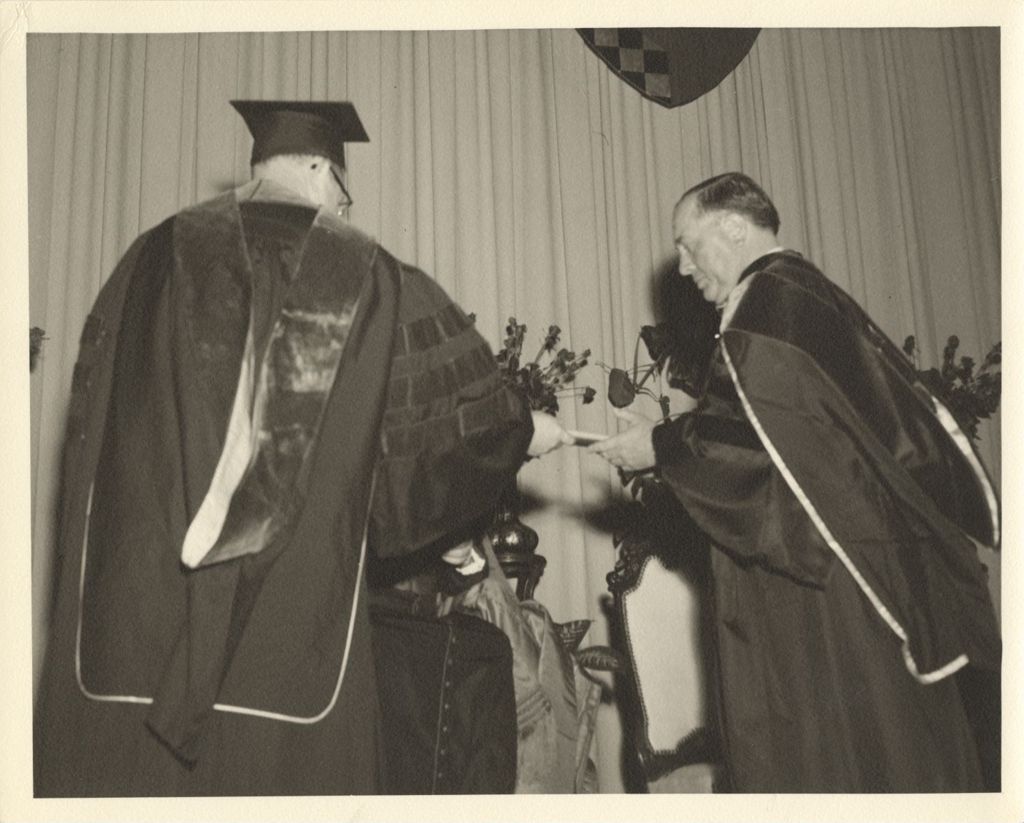 Miniature of Richard J. Daley accepting an honorary degree