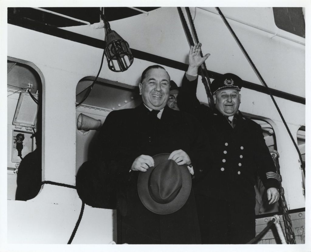 Miniature of Opening of the St. Lawrence Seaway, Richard J. Daley with boat captain