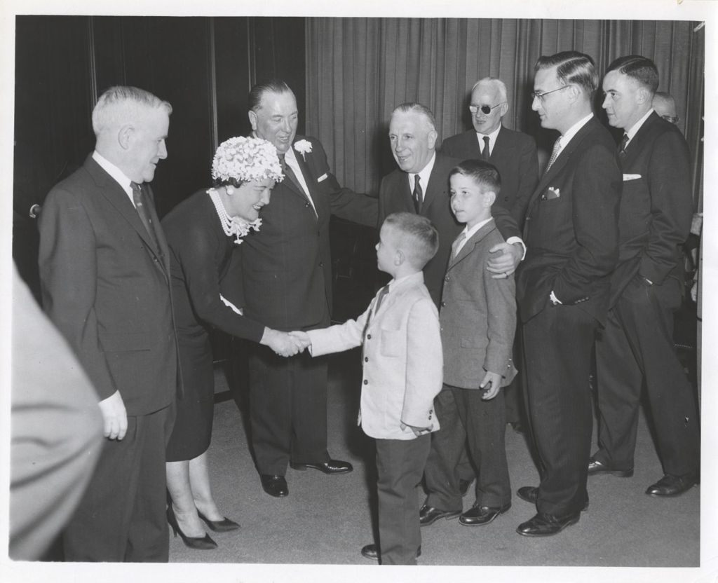Miniature of Richard J. and Eleanor Daley at second mayoral inauguration receiving line