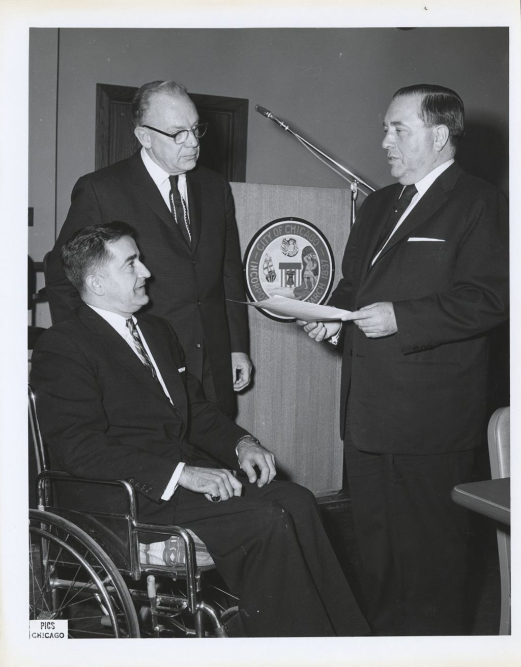 Richard J. Daley with document