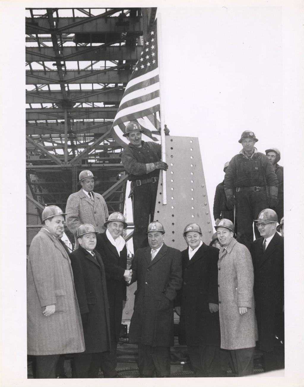 Miniature of Richard J. Daley and others at construction site