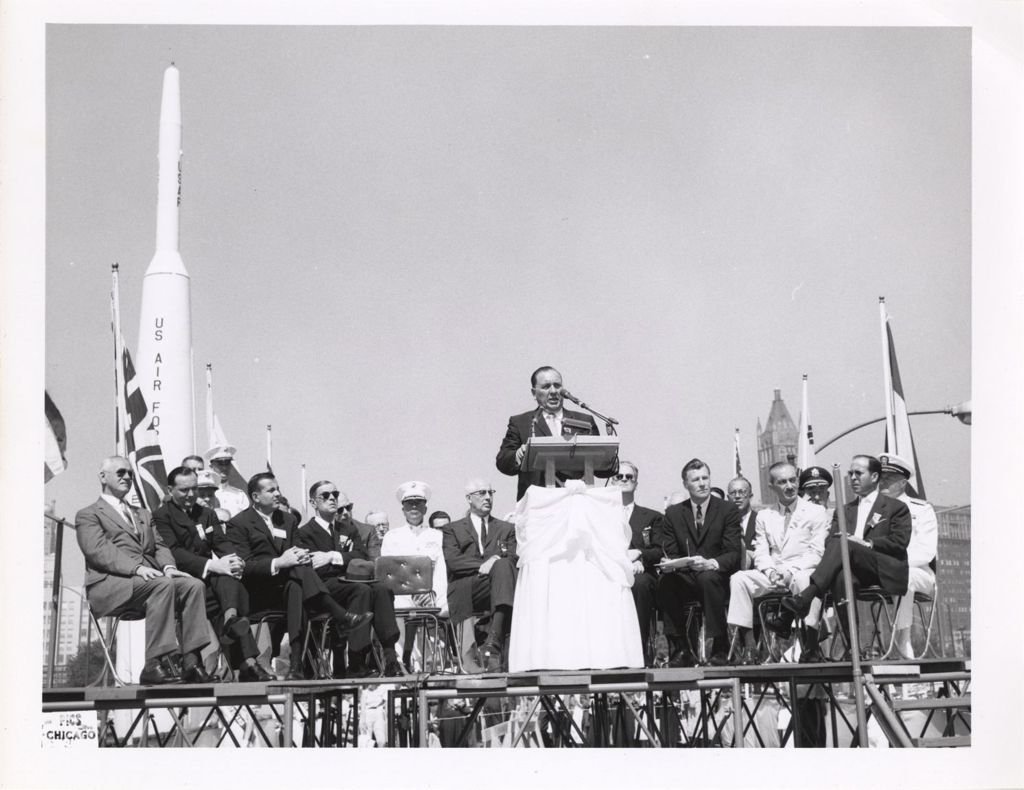 Miniature of Richard J. Daley speaking at Air Force event