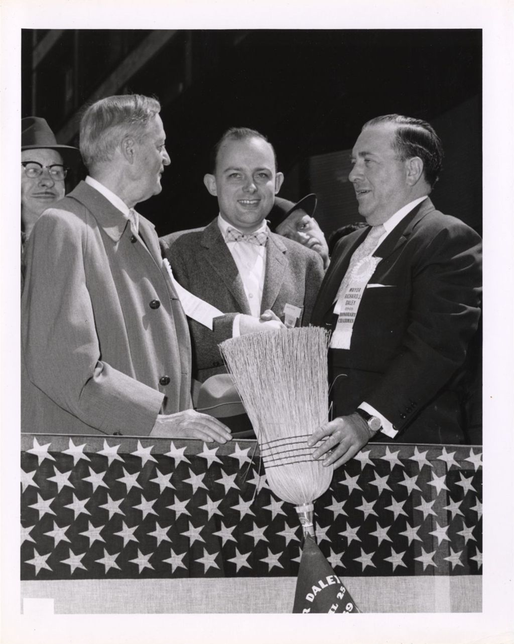 Richard J. Daley with ceremonial broom