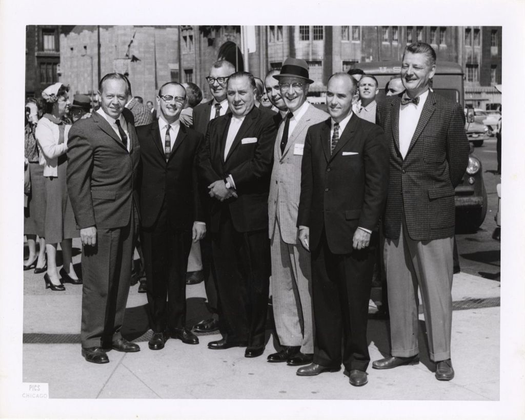 Richard J. Daley with a group of men on Michigan Avenue