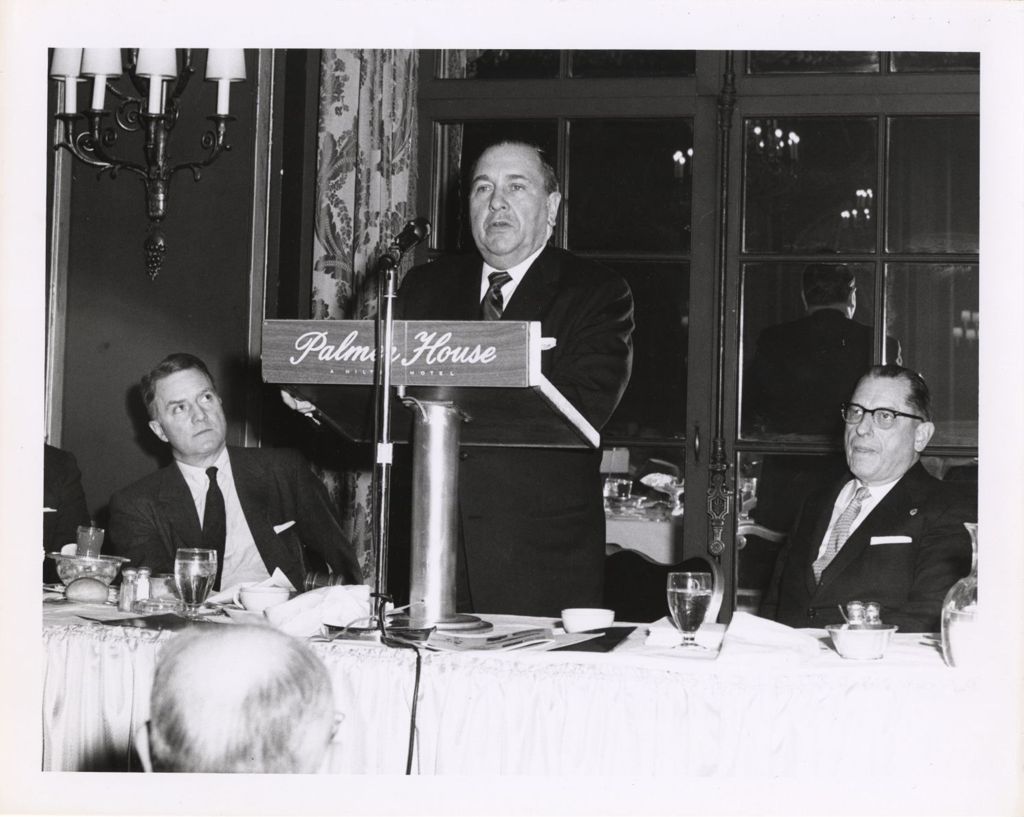 Miniature of Richard J. Daley speaking at a banquet