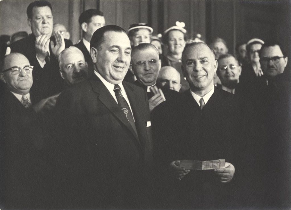 Miniature of Richard J. Daley and Judge Marovitz, Daley mayoral inauguration