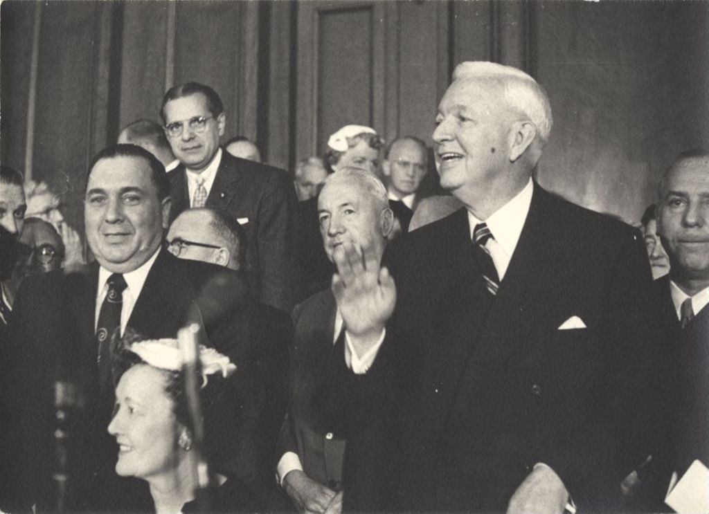 Richard J. Daley and Martin Kennelly at mayoral inauguration