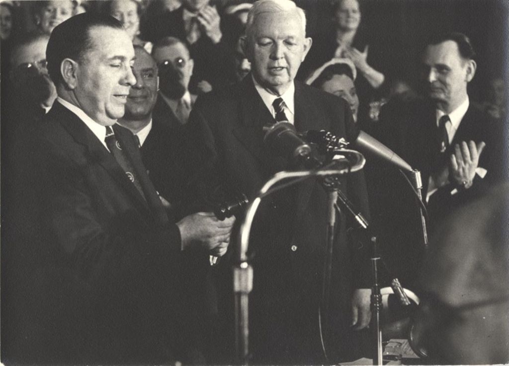 Richard J. Daley and Martin Kennelly at mayoral inauguration