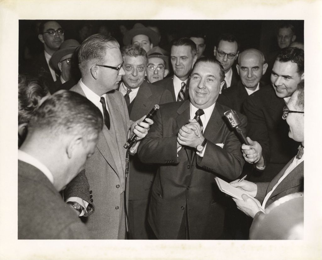Miniature of Richard J. Daley with reporters