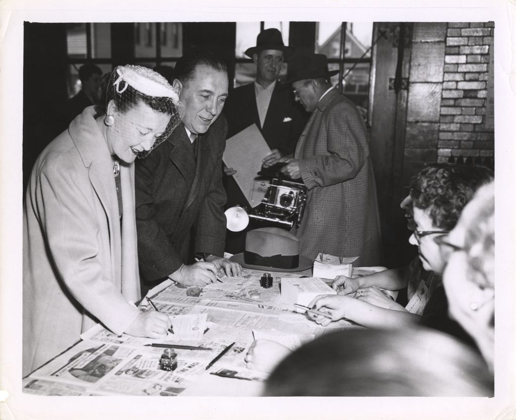 Miniature of Eleanor and Richard J. Daley at the polls