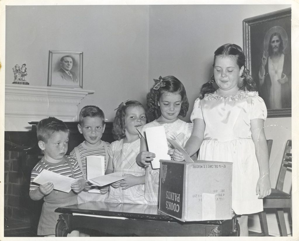 Miniature of Daley children pretend to vote for their father in the sheriff election