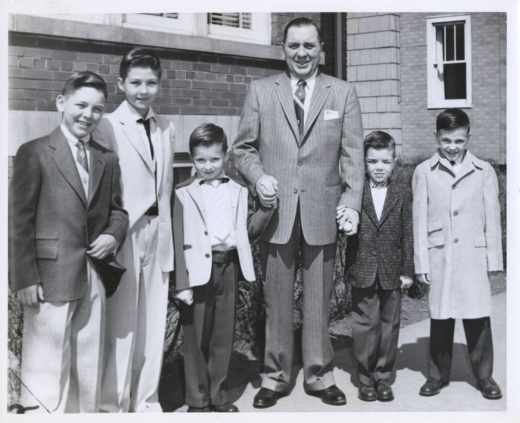 Miniature of Richard J. Daley with sons and neighbors