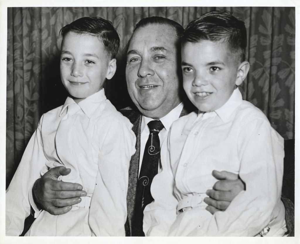 Miniature of Richard J. Daley with two of his sons
