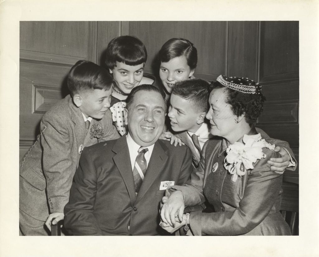 Miniature of Richard J. Daley and family on election night