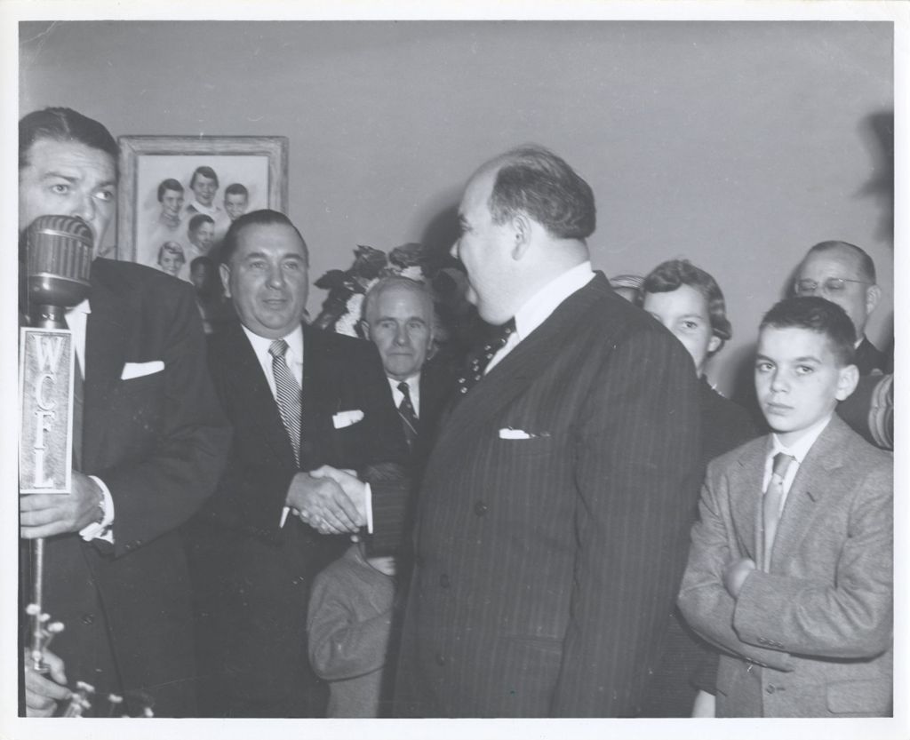 Miniature of Richard J. Daley's swearing-in ceremony as Cook County Clerk