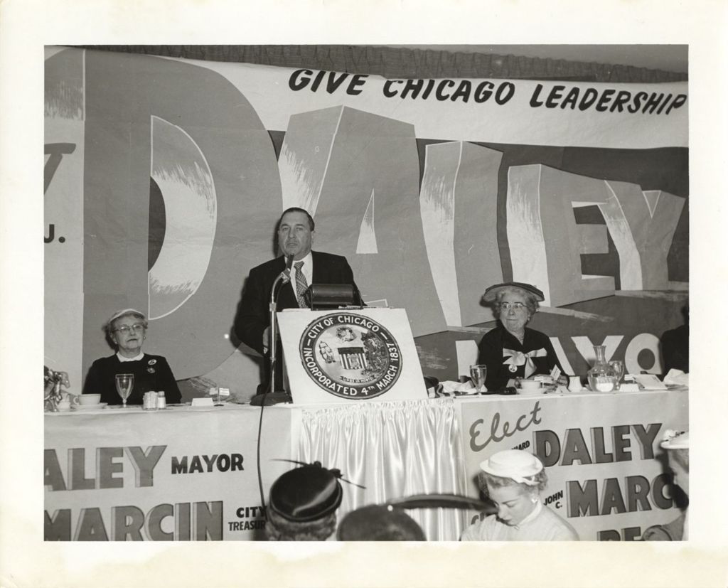 Miniature of Richard J. Daley at a mayoral election event