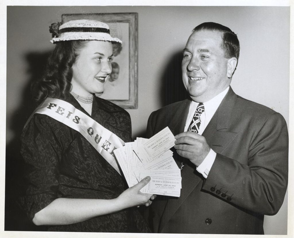 Miniature of Feis Queen contestant with Richard J. Daley