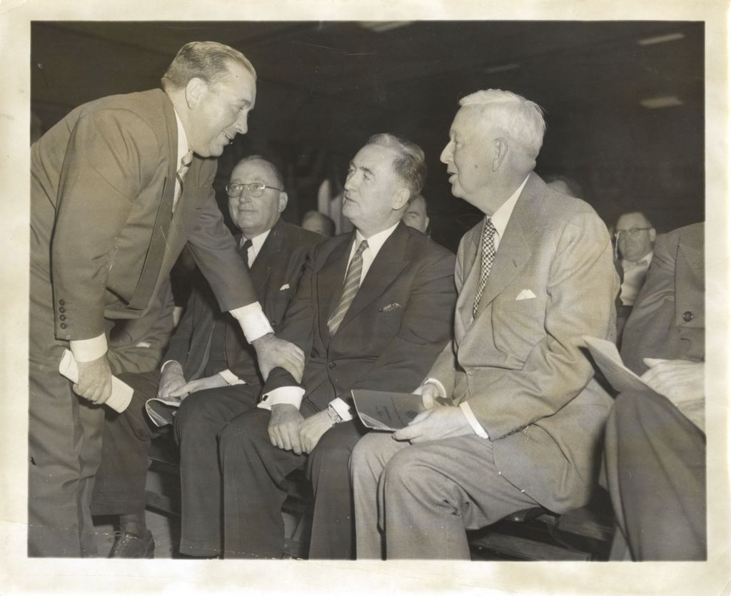 Miniature of Richard J. Daley speaks with Martin Kennelly