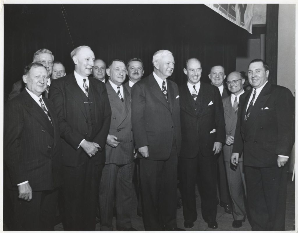Miniature of Richard J. Daley with Adlai Stevenson II and others