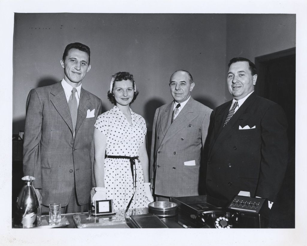 Newly married couple with Judge and Richard J. Daley