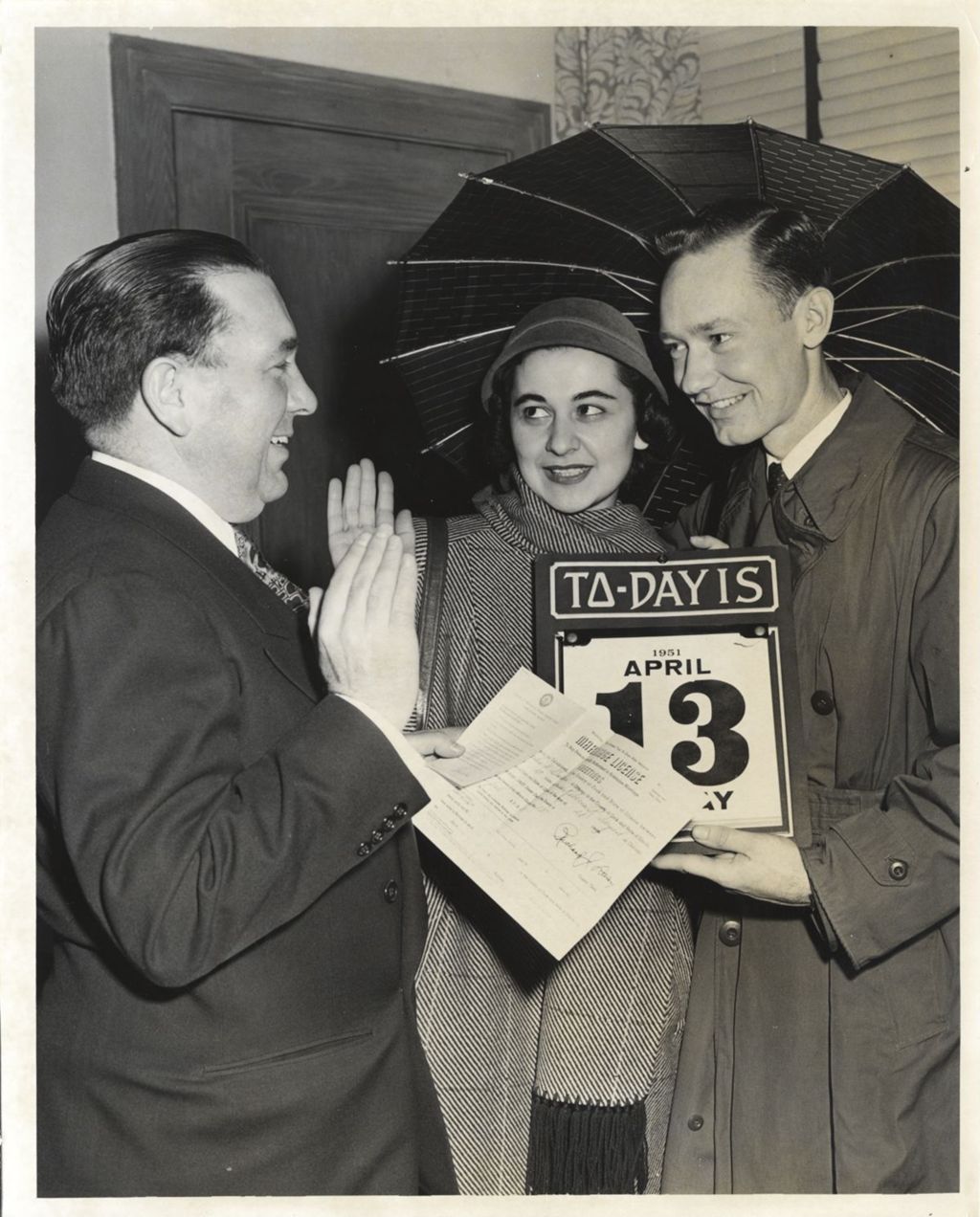 Miniature of Richard J. Daley marrying a couple on Friday the 13th