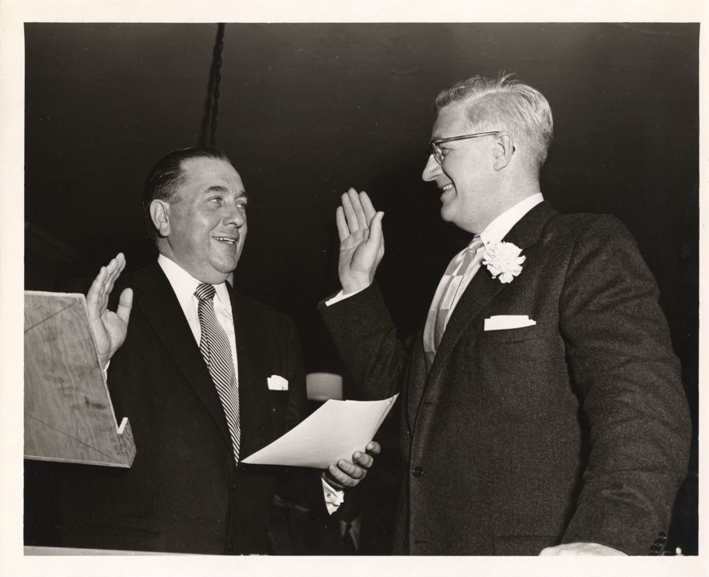 Richard J. Daley administers an oath