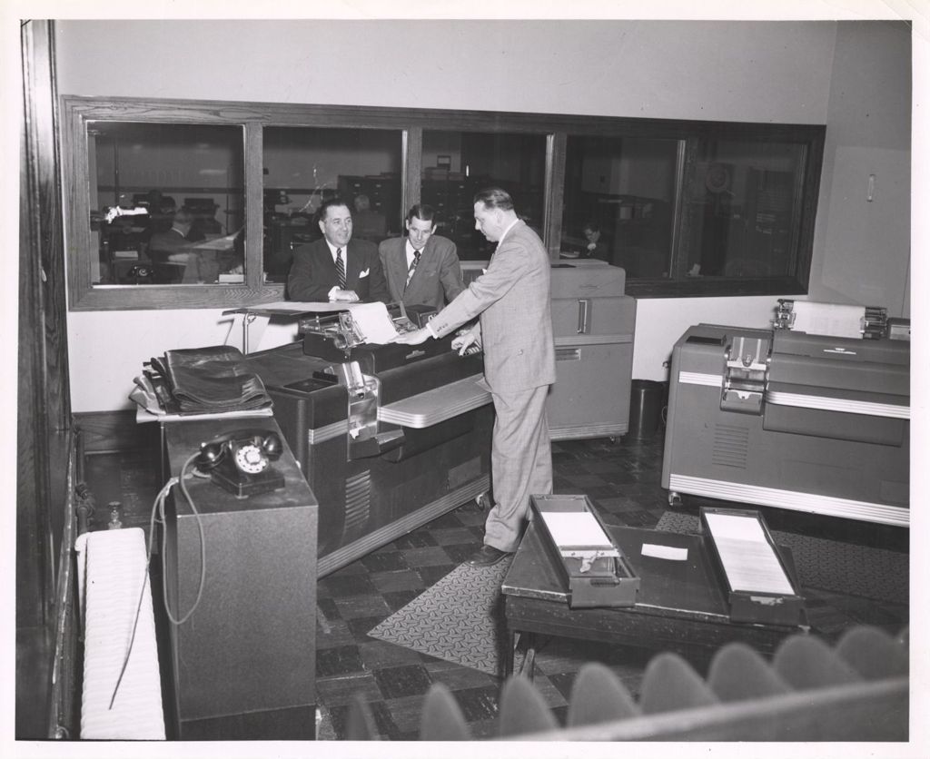 Miniature of Richard J. Daley in the automating clerk's office