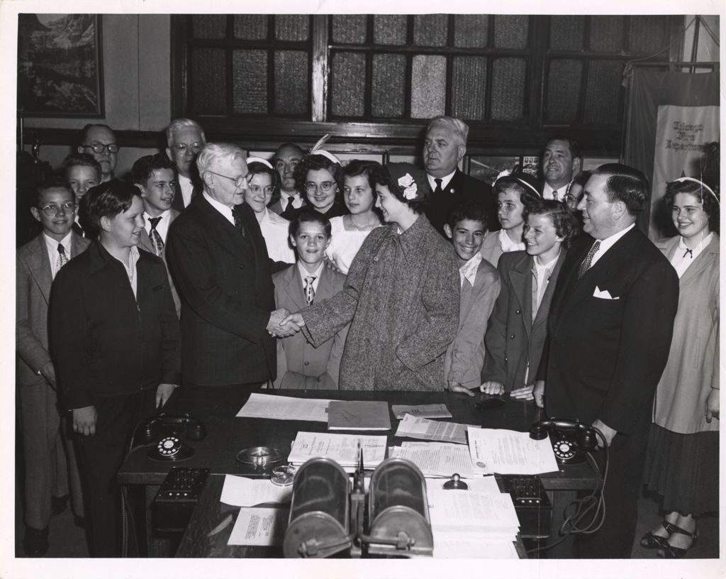 Richard J. Daley with group of Bridgeport youths