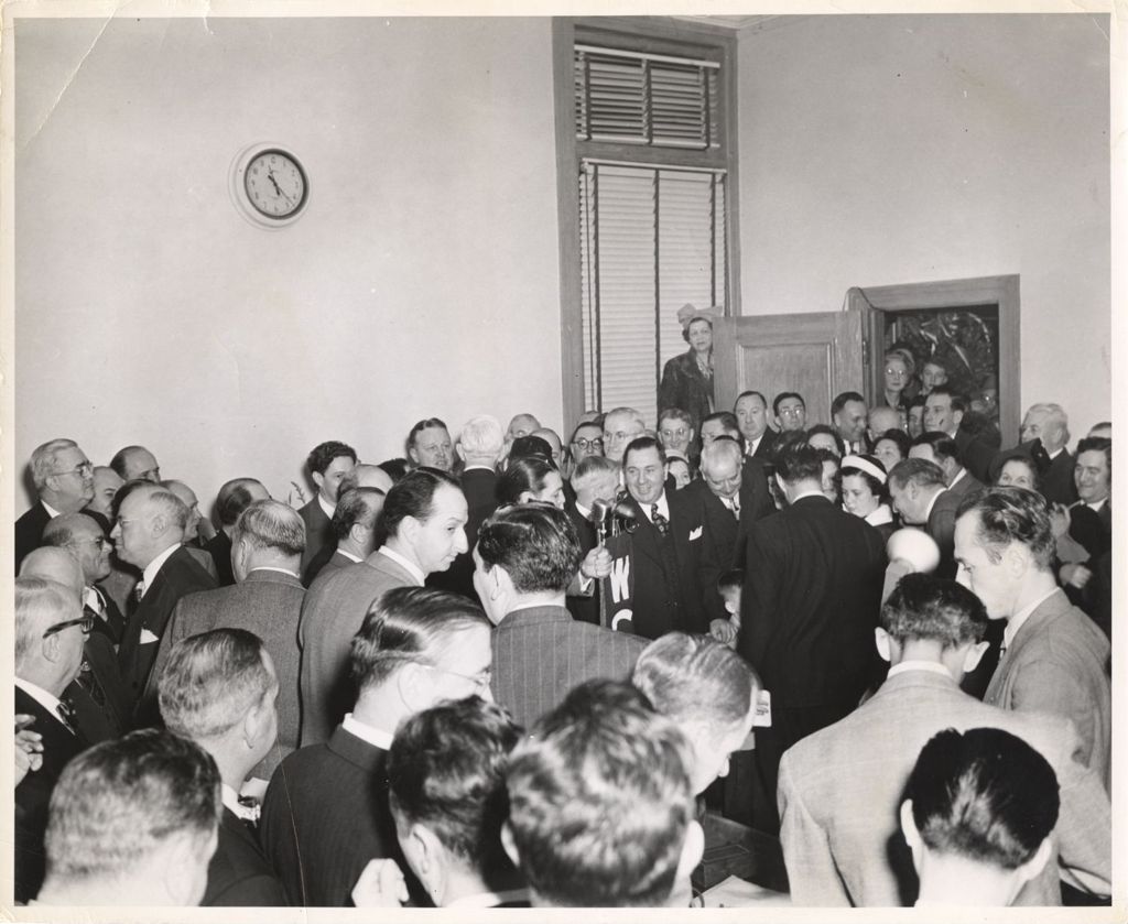 Miniature of County Clerk installation, Richard J. Daley in crowd