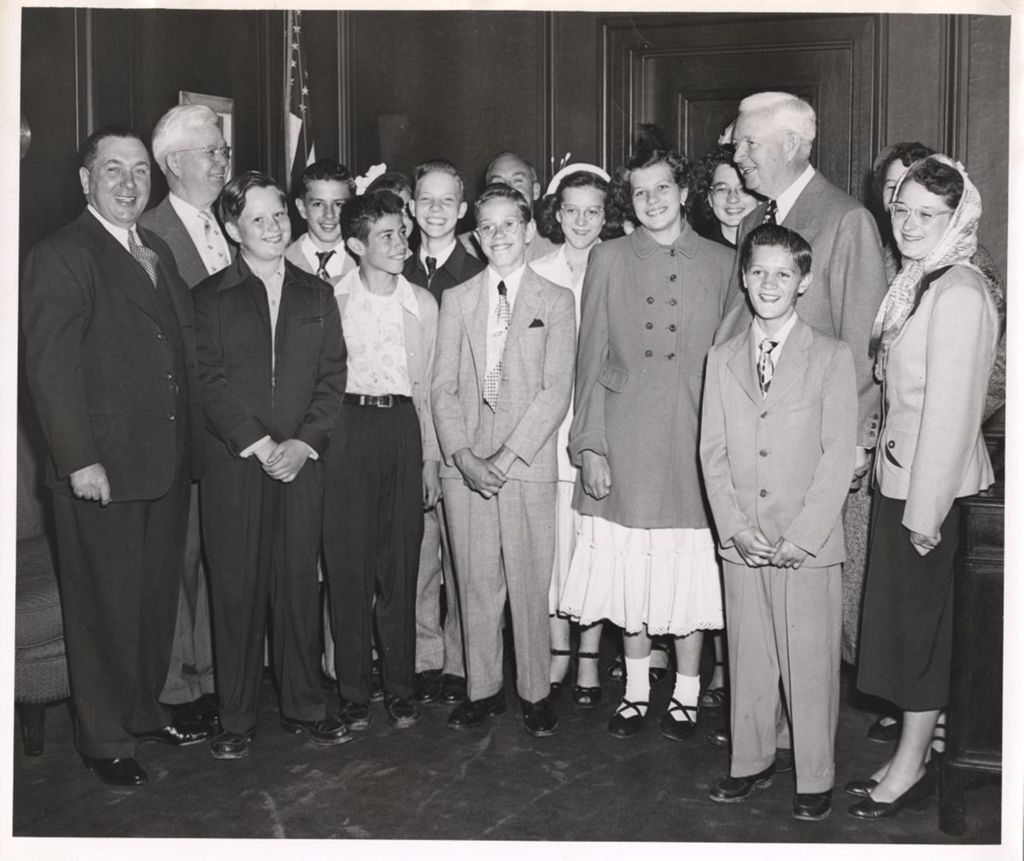 Richard J. Daley and Martin Kennelly with Bridgeport youths