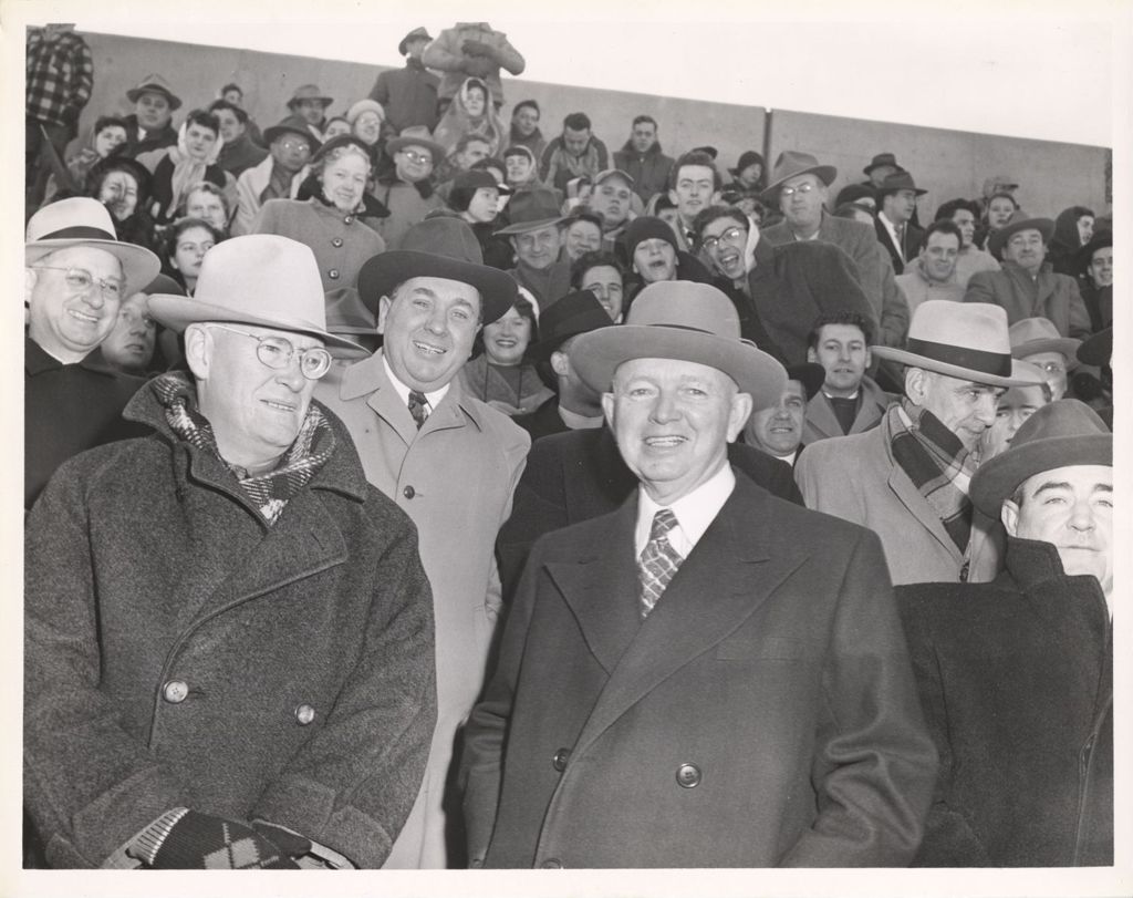 Miniature of Richard J. Daley and Martin Kennelly in a stadium