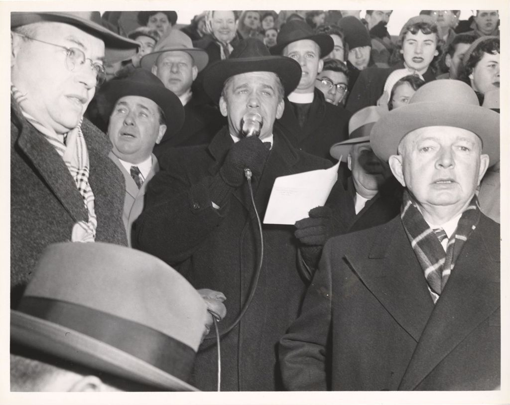 Miniature of Richard J. Daley in a stadium crowd