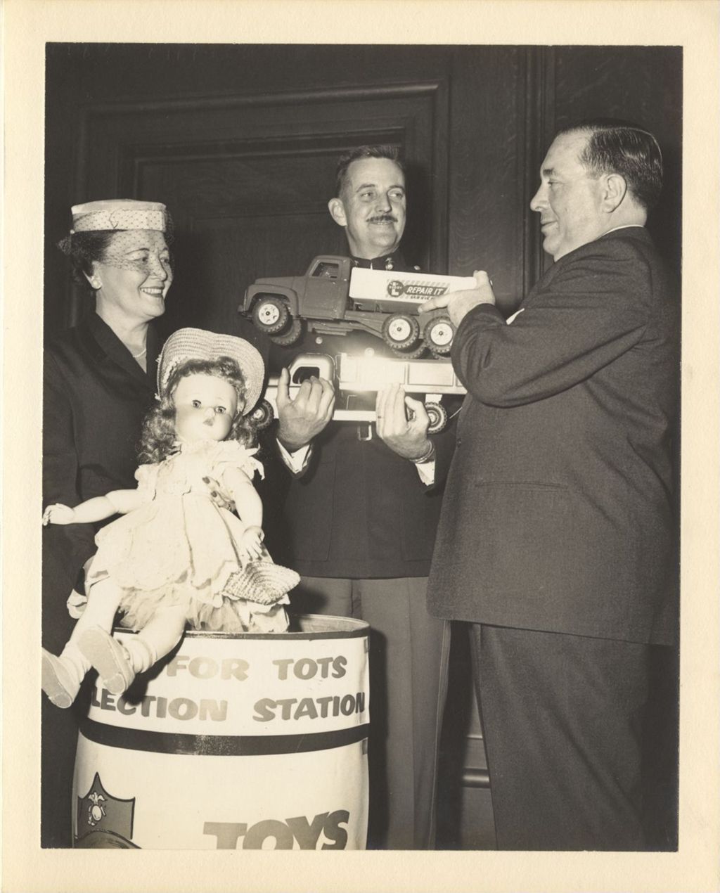 Miniature of Eleanor and Richard J. Daley with toys for Toys for Tots