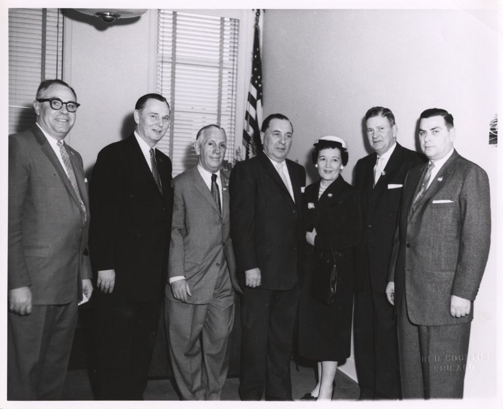 Miniature of Richard J. Daley and Eleanor Daley with a group of men