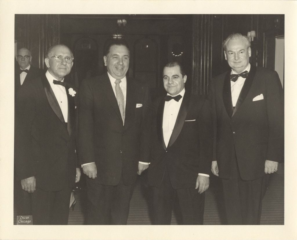 Miniature of Richard J. Daley with three men at the Conrad Hilton Hotel