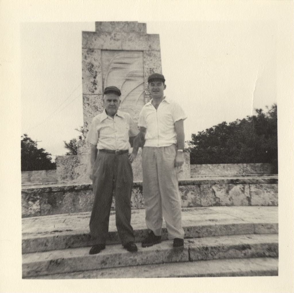 Miniature of Michael J. Daley and man at hurricane monument