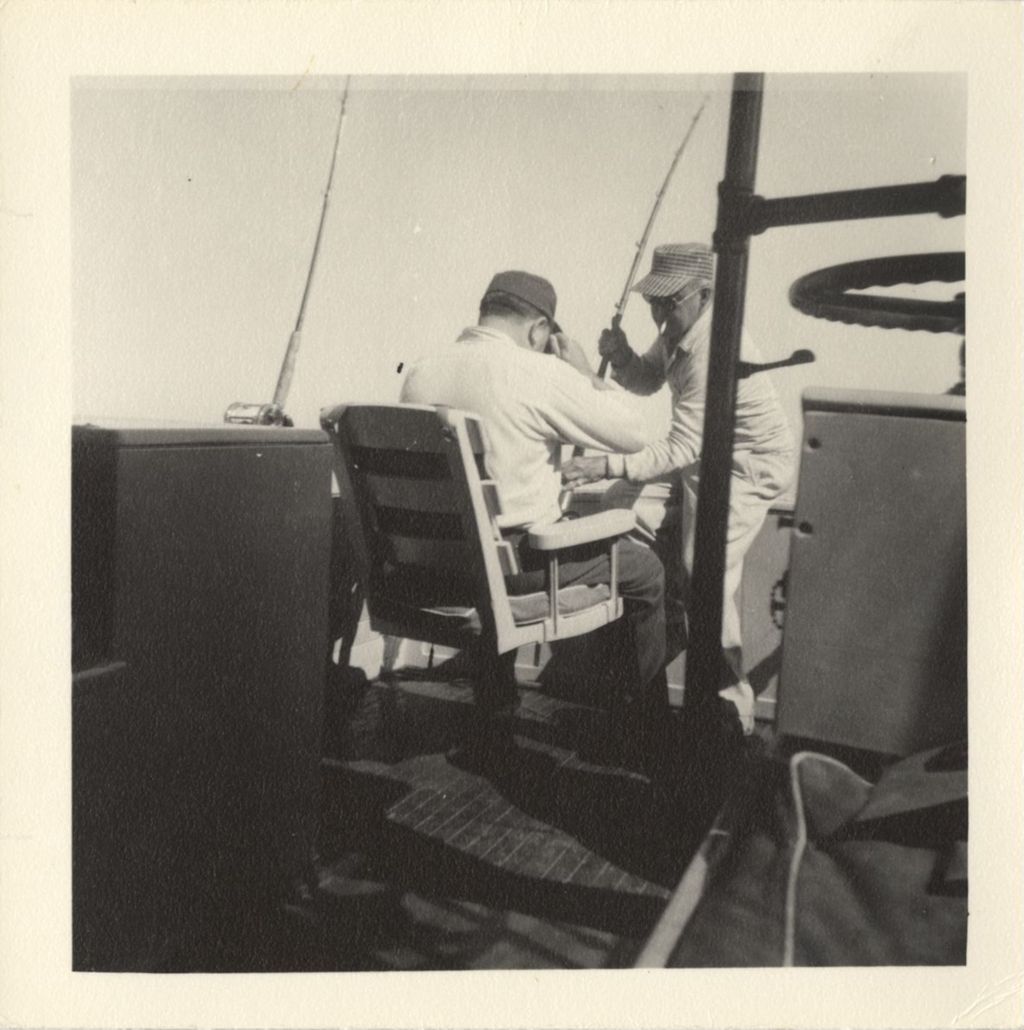 Miniature of Richard J. Daley fishing with Senator Lynch