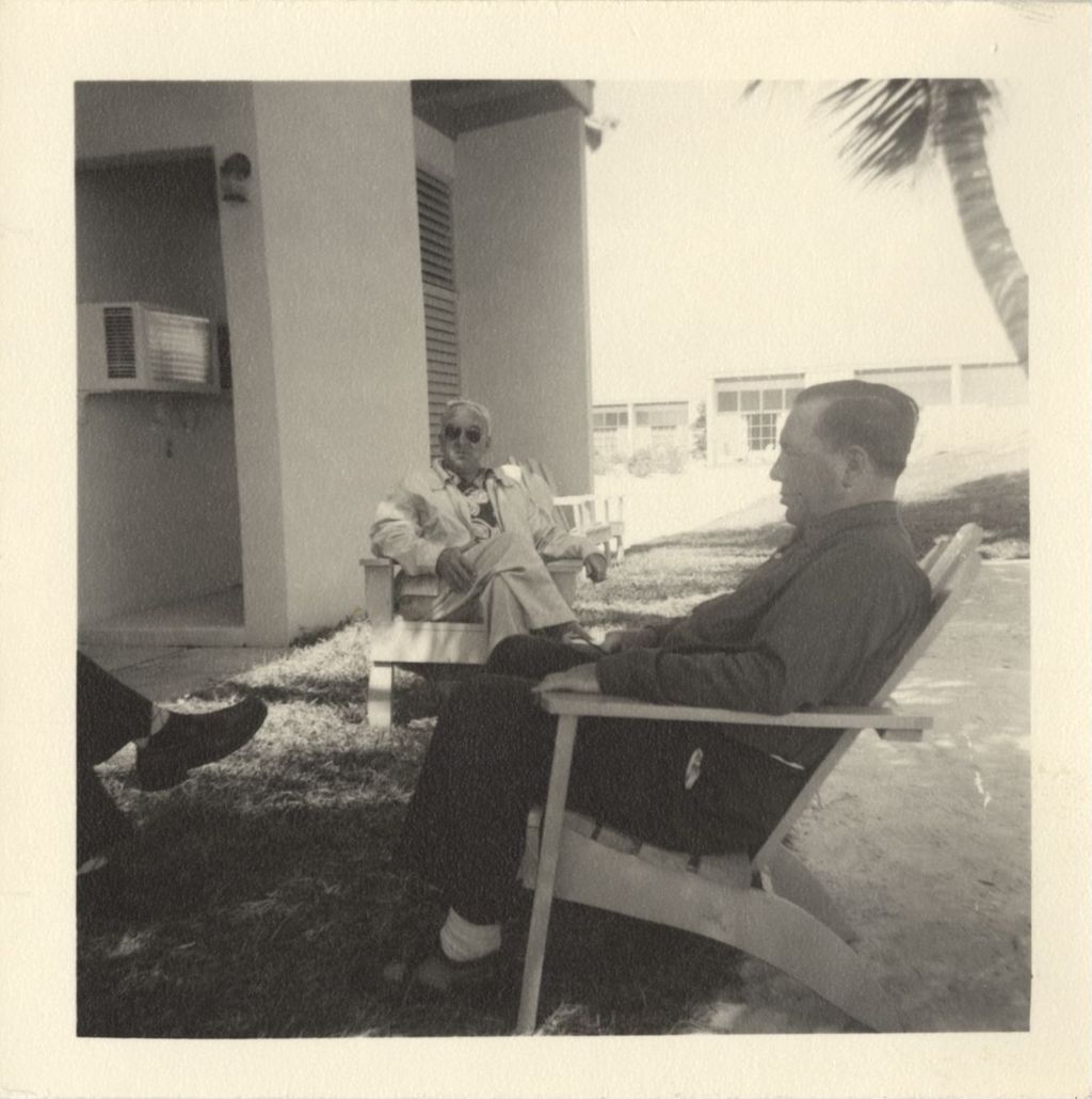 Miniature of Richard J. Daley sitting outside with others