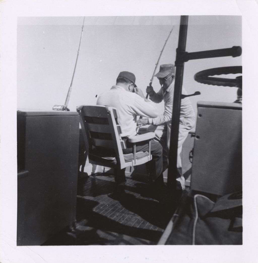 Miniature of Richard J. Daley fishing with Senator Lynch