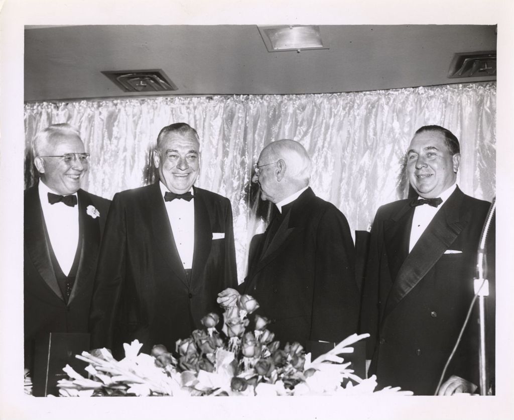 Miniature of Richard J. Daley, Dan Ryan Jr., and Cardinal Stritch at a banquet